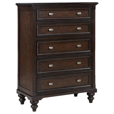 Andover Dark Oak 5-Drawer Chest by Coaster at Eve Furniture