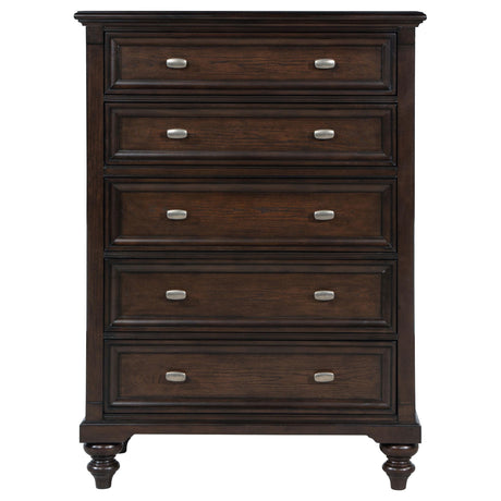 Andover Dark Oak 5-Drawer Chest by Coaster at Eve Furniture