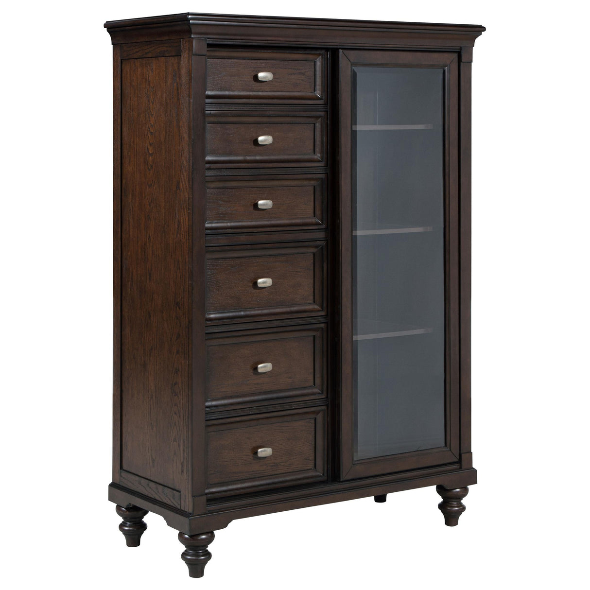 Andover Dark Oak 6-Drawer Tempered Glass Door Chest by Coaster at Eve Furniture