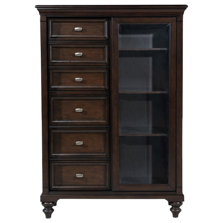 Andover Dark Oak 6-Drawer Tempered Glass Door Chest by Coaster at Eve Furniture