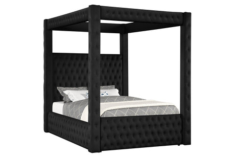 Annabelle Black Velvet Queen Canopy Bed by Crown Mark at Eve Furniture