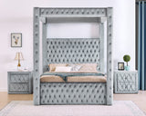 Annabelle Gray Velvet Queen Canopy Bed by Crown Mark at Eve Furniture