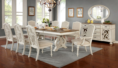 Arcadia Antique White 9 Pc Extendable Dining Table Set by Furniture of America at Eve Furniture