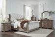 Ardenfield Light Brown Upholstered Sleigh Bedroom Set by Ashley at Eve Furniture