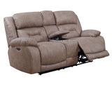 Aria Desert Sand Dual-Power Reclining Console Loveseat by Steve Silver at Eve Furniture