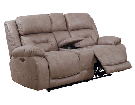 Aria Desert Sand Dual-Power Reclining Console Loveseat by Steve Silver at Eve Furniture