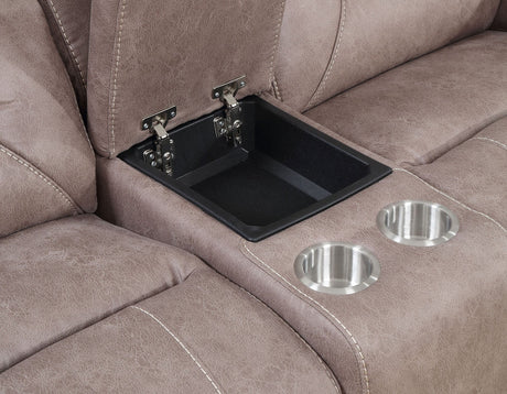 Aria Desert Sand Dual-Power Reclining Console Loveseat by Steve Silver at Eve Furniture