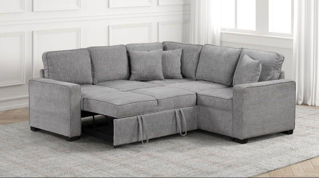 Ariel Gray Sectional With Pull-Out Bed by Happy Homes at Eve Furniture