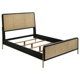 Arini Black and Natural Rattan California King Panel Bed by Coaster at Eve Furniture