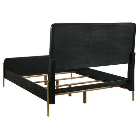 Arini Black and Natural Rattan California King Panel Bed by Coaster at Eve Furniture