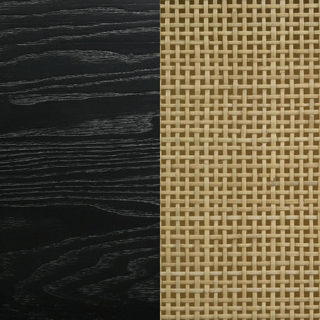 Arini Black and Natural Rattan California King Panel Bed by Coaster at Eve Furniture