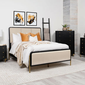Arini Cream and Black Eastern King Panel Bed by Coaster at Eve Furniture