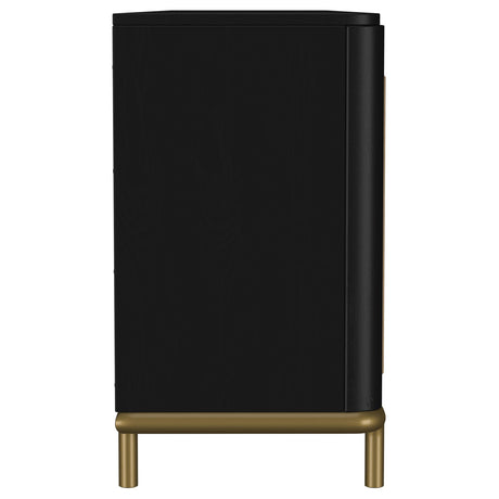 Arini Black Rattan Cane 2-Door TV Stand Media Console by Coaster at Eve Furniture