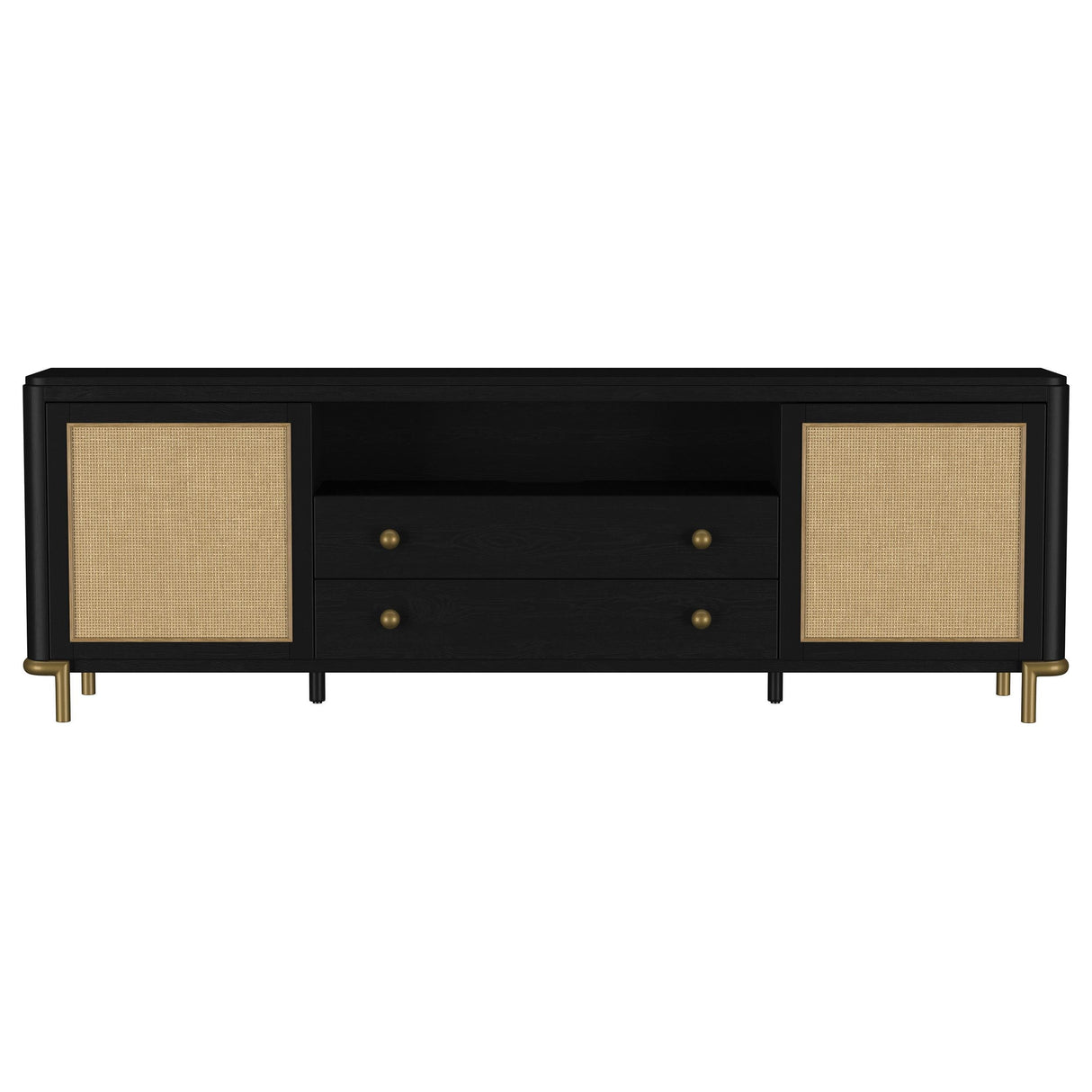 Arini Black Rattan Cane 2-Door TV Stand Media Console by Coaster at Eve Furniture