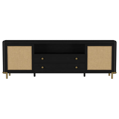Arini Black Rattan Cane 2-Door TV Stand Media Console by Coaster at Eve Furniture