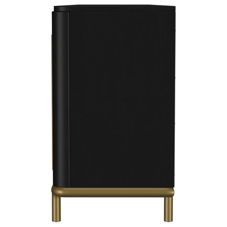 Arini Black Rattan Cane 2-Door TV Stand Media Console by Coaster at Eve Furniture