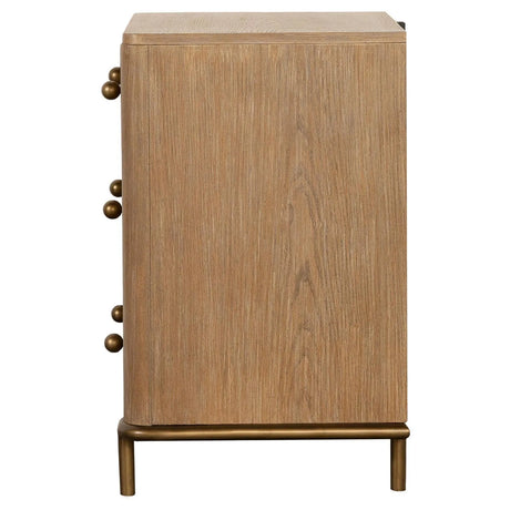 Arini Sand Wash 3-Drawer Nightstand with Dual USB Ports by Coaster at Eve Furniture
