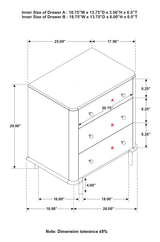 Arini Sand Wash 3-Drawer Nightstand with Dual USB Ports by Coaster at Eve Furniture