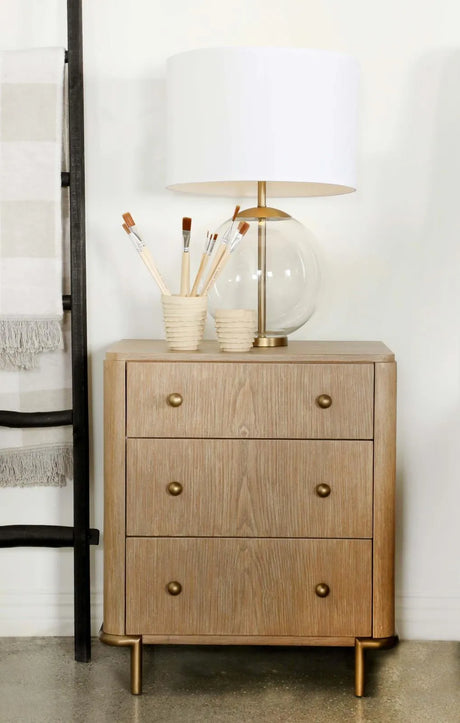 Arini Sand Wash 3-Drawer Nightstand with Dual USB Ports by Coaster at Eve Furniture