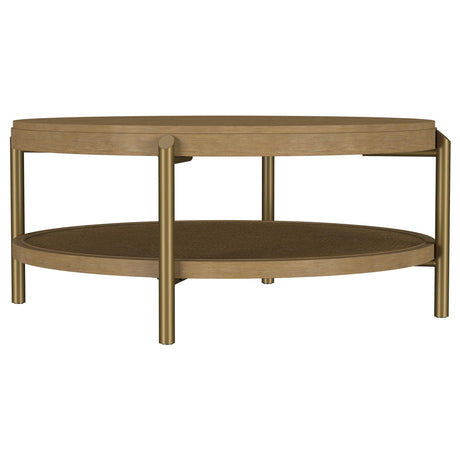 Arini Sand Wash Round Coffee Table With Storage Shelf by Coaster at Eve Furniture