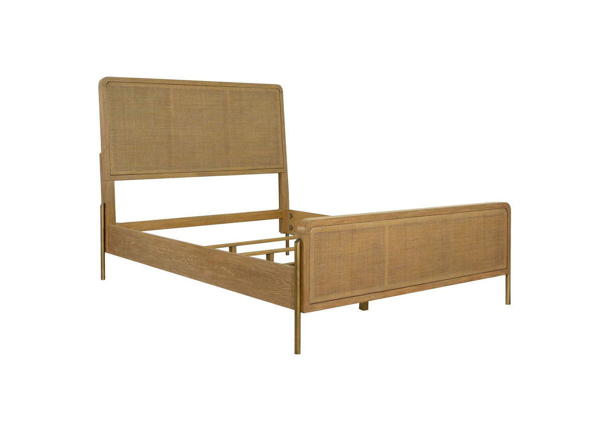 Arini Sand Wash and Natural Rattan California King Panel Bed by Coaster at Eve Furniture