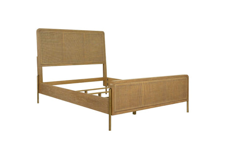 Arini Sand Wash and Natural Rattan California King Panel Bed by Coaster at Eve Furniture
