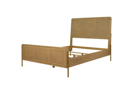 Arini Sand Wash and Natural Rattan California King Panel Bed by Coaster at Eve Furniture