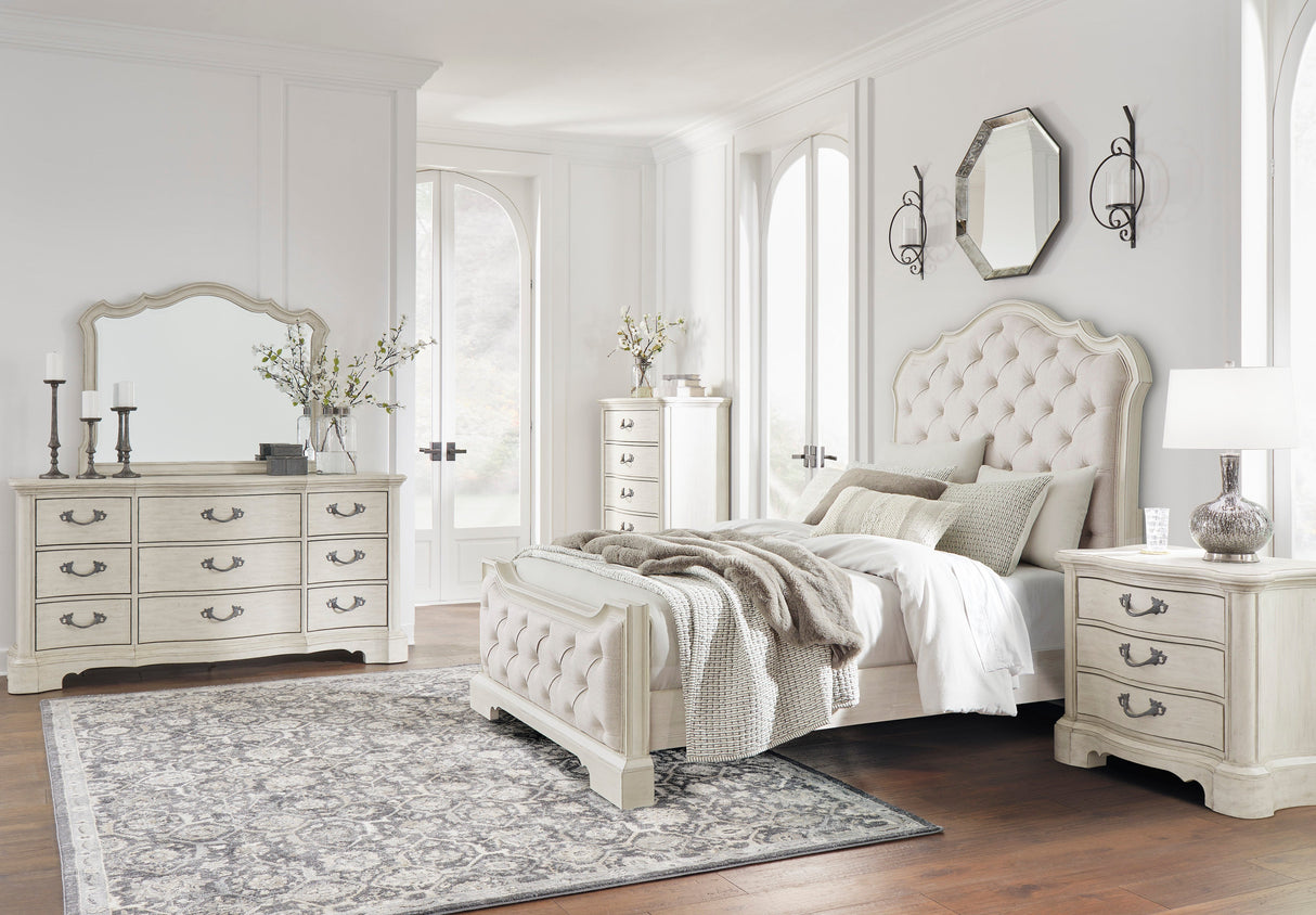Arlendyne Antique White Upholstered Bedroom Set by Ashley at Eve Furniture