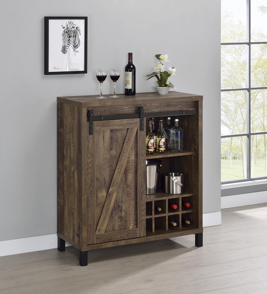 Arlington Rustic Oak Bar Cabinet with Sliding Door by Coaster at Eve Furniture