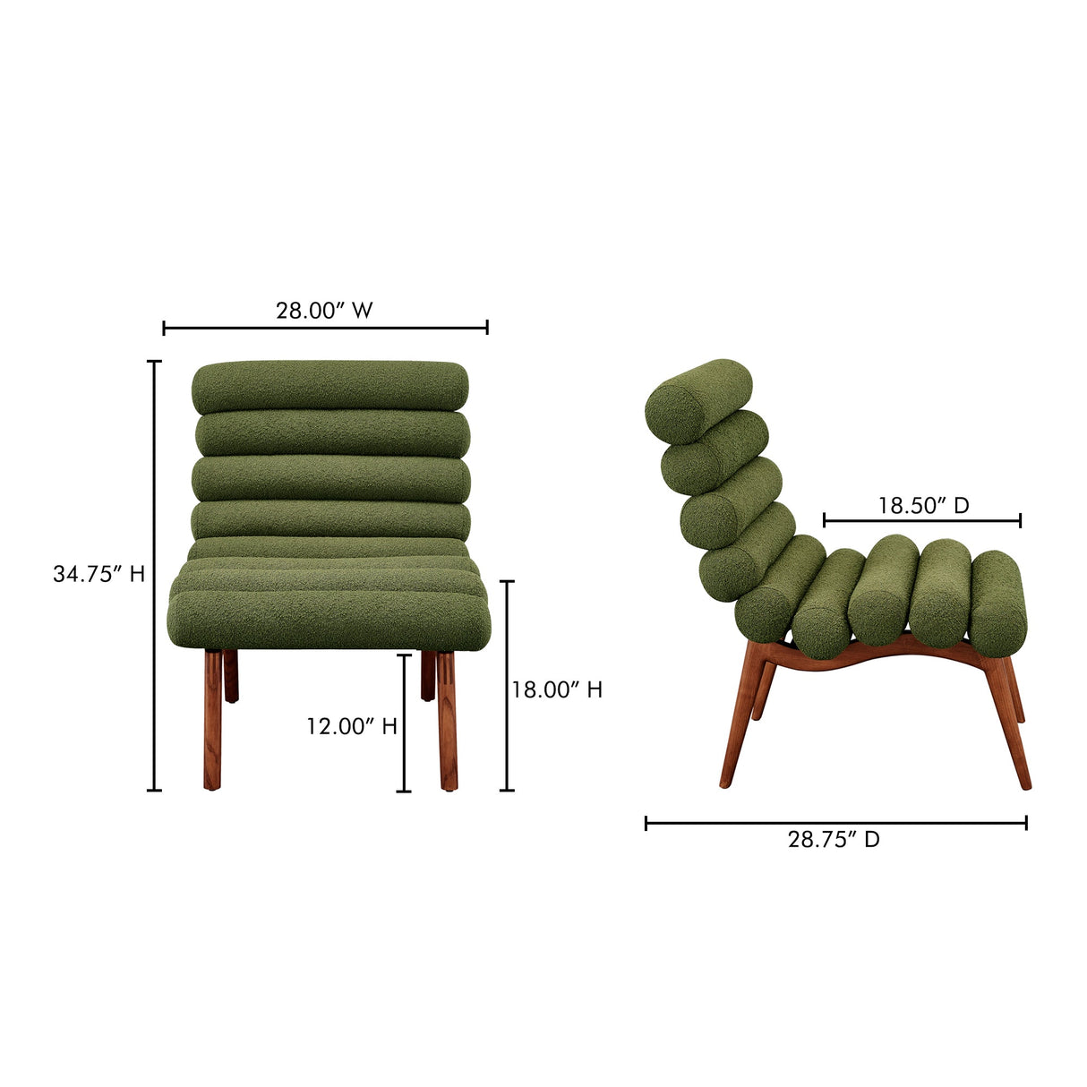 Arlo Dark Green Accent Chair by Moe's Home at Eve Furniture