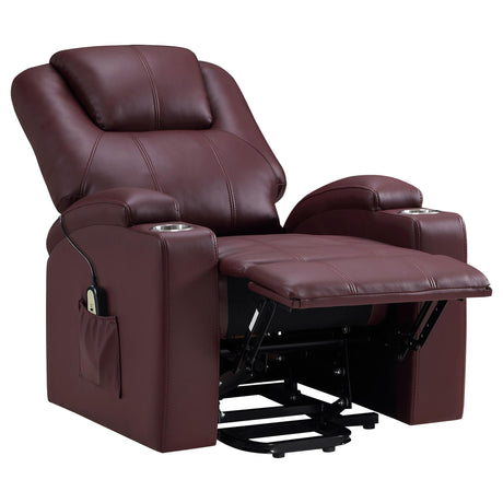 Armstrong Wine Upholstered Power Lift Massage Recliner by Coaster at Eve Furniture