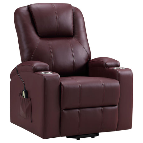 Armstrong Wine Upholstered Power Lift Massage Recliner by Coaster at Eve Furniture