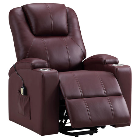Armstrong Wine Upholstered Power Lift Massage Recliner by Coaster at Eve Furniture