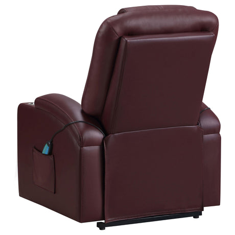 Armstrong Wine Upholstered Power Lift Massage Recliner by Coaster at Eve Furniture
