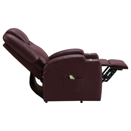 Armstrong Wine Upholstered Power Lift Massage Recliner by Coaster at Eve Furniture