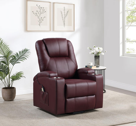 Armstrong Wine Upholstered Power Lift Massage Recliner by Coaster at Eve Furniture