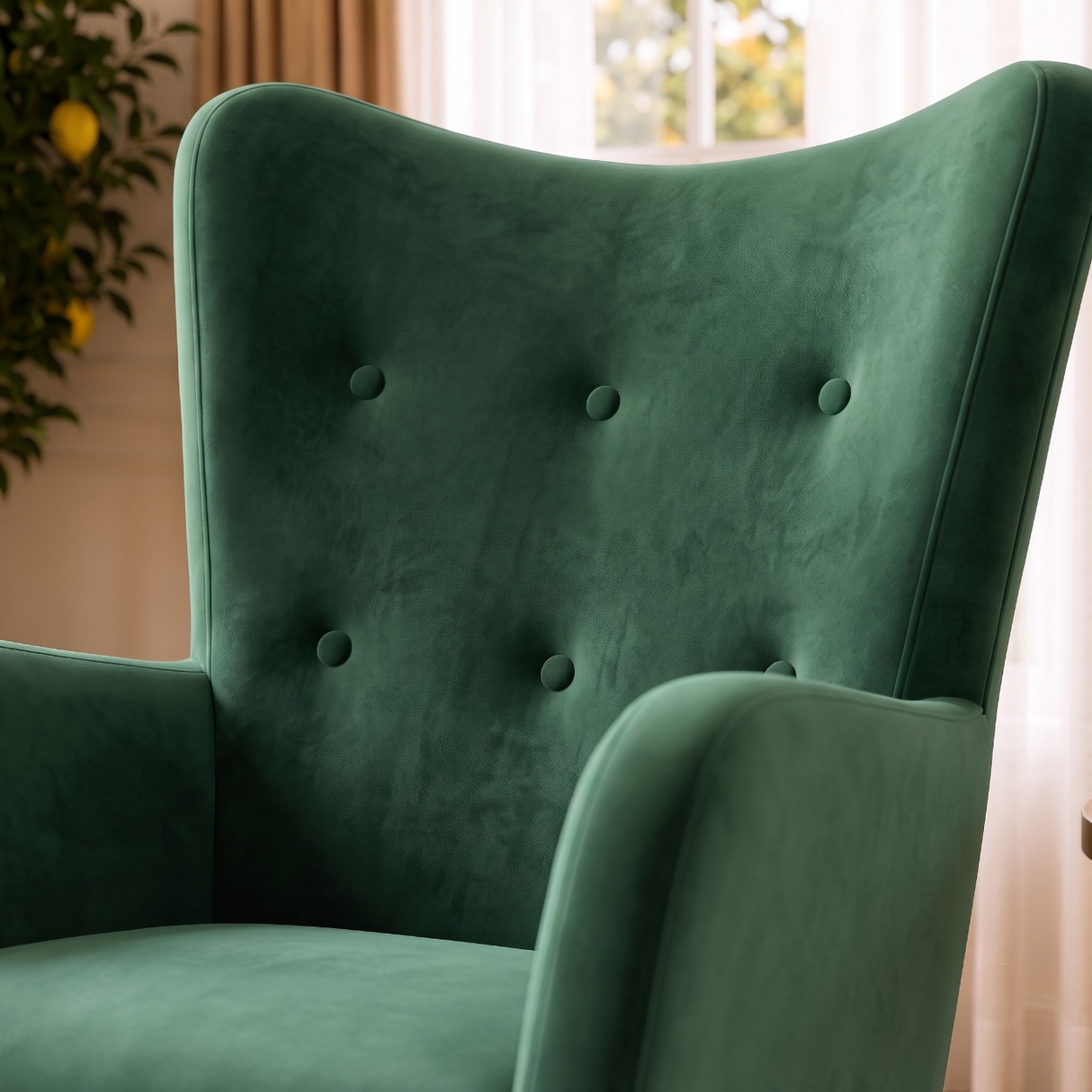 Alistair Green Velvet Rocking Chair by Ashcroft Furniture at Eve Furniture