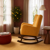 Alistair Yellow Velvet Rocking Chair by Ashcroft Furniture at Eve Furniture
