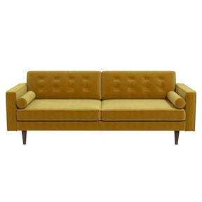 Casey Tufted Back Dark Yellow Velvet Upholstered Sofa