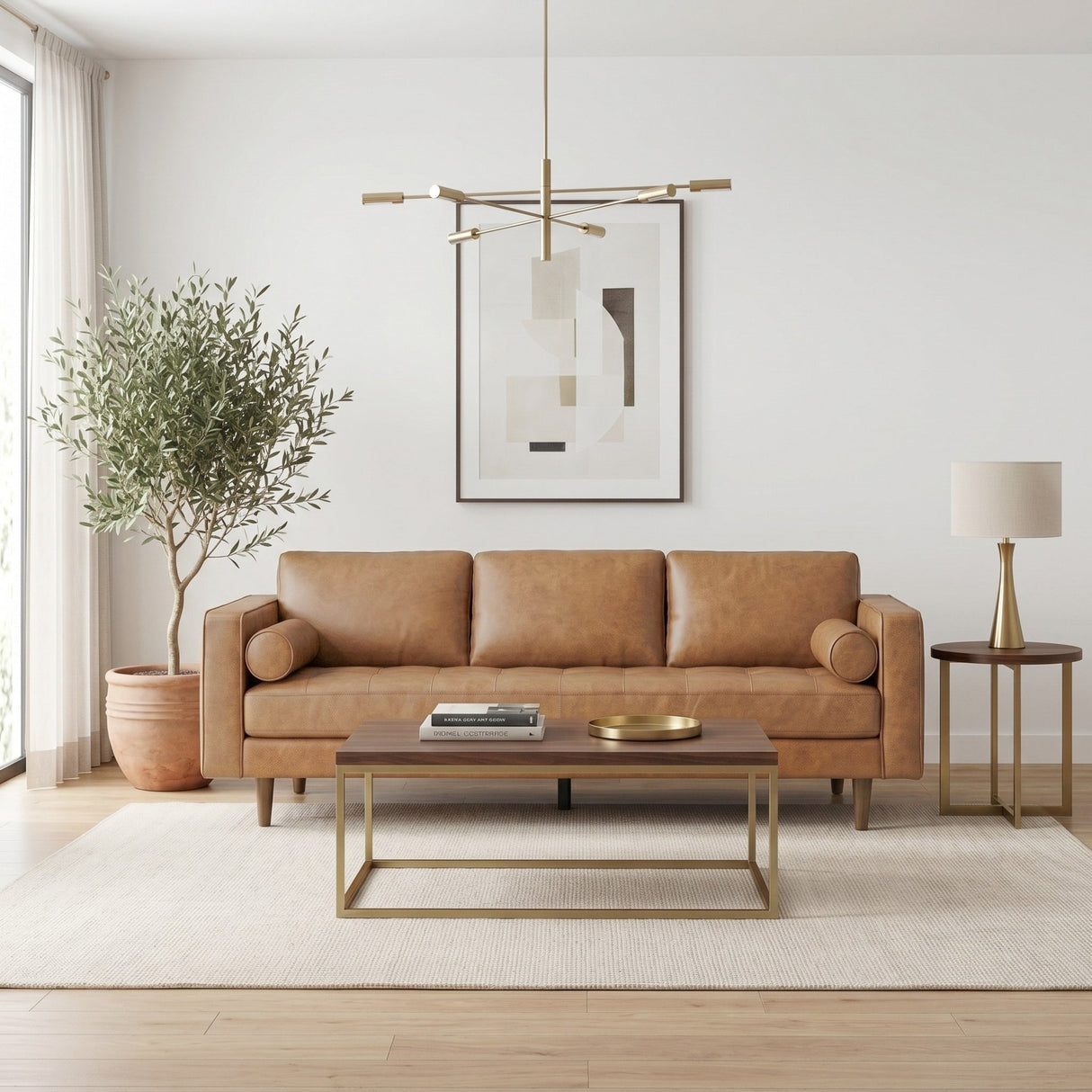 Catherine Genuine Tan Leather Sofa