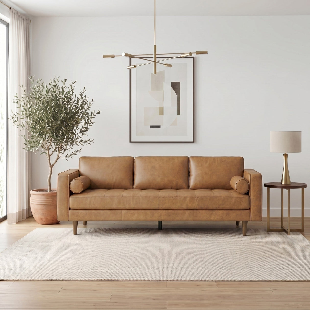 Catherine Genuine Tan Leather Sofa