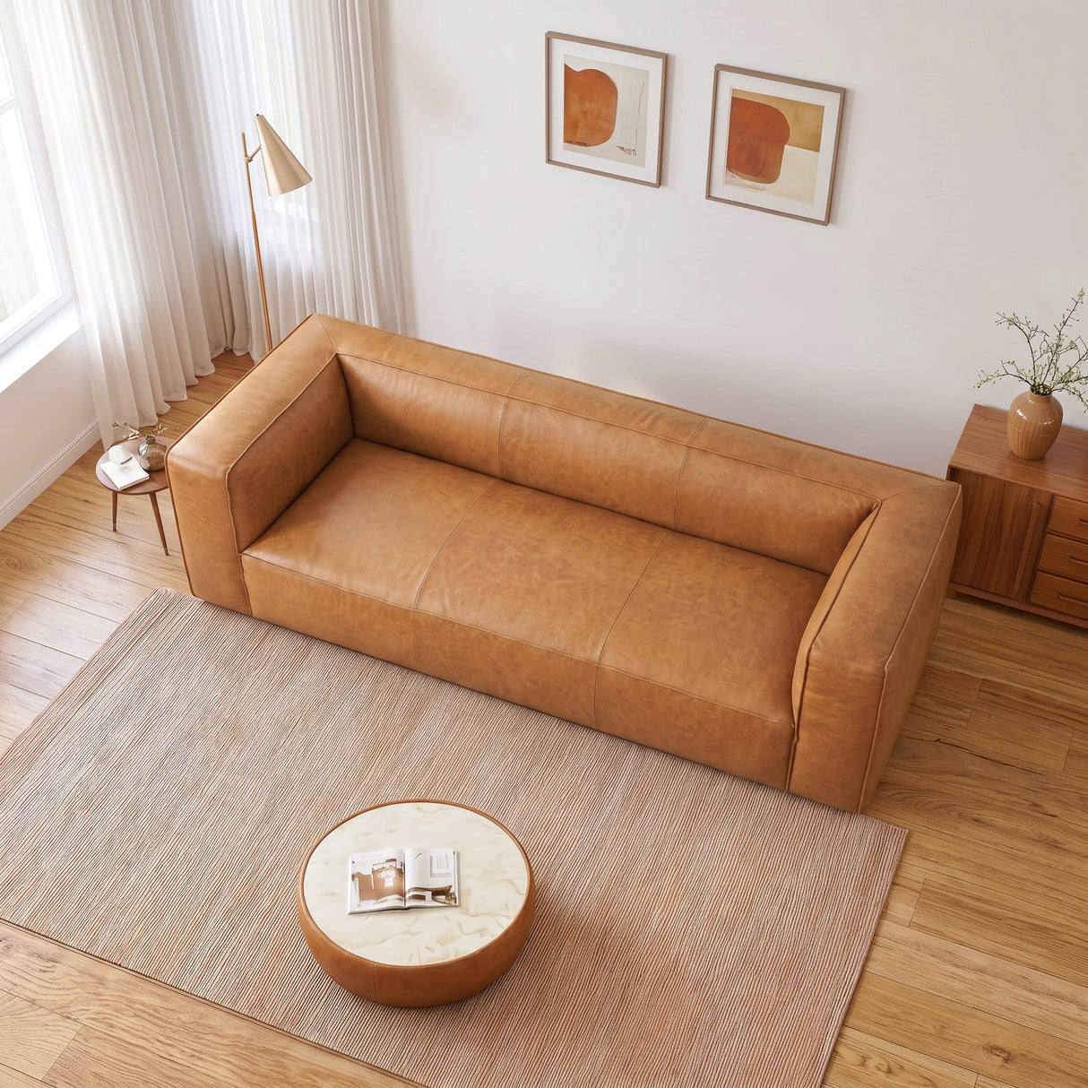 Colton Tan Leather Sofa by Ashcroft Furniture at Eve Furniture
