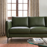 Cooperstown Green Leather Sofa