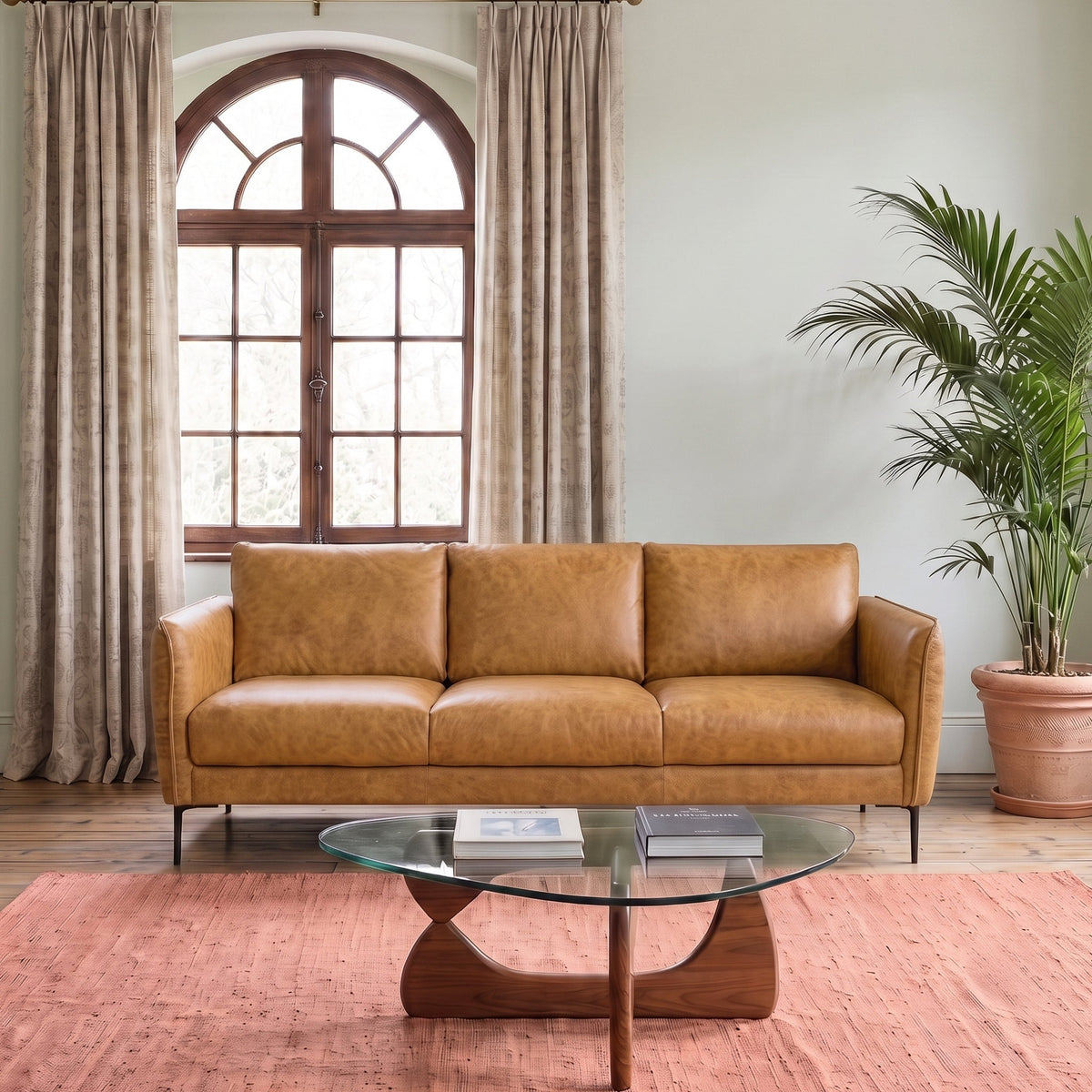 Cooperstown Tan Leather Sofa