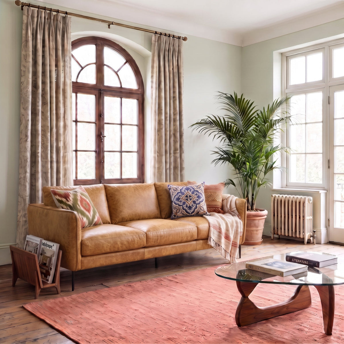 Cooperstown Tan Leather Sofa