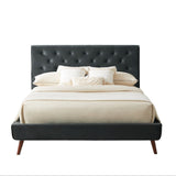 Dillon Grey Velvet Platform Bed (Queen Size)
