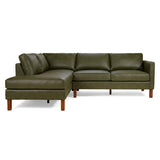 Juno Green Leather Left-Facing Sectional Sofa