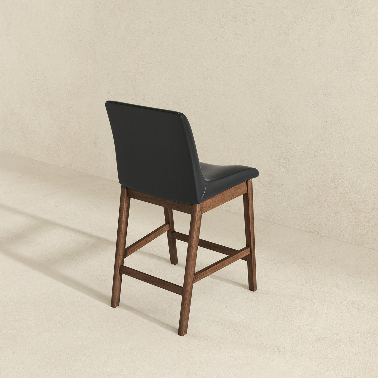 Langlade Leather Upholstered Counter Stool in Black (Set of 2)