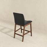 Langlade Leather Upholstered Counter Stool in Black (Set of 2)