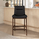 Langlade Leather Upholstered Counter Stool in Black (Set of 2)